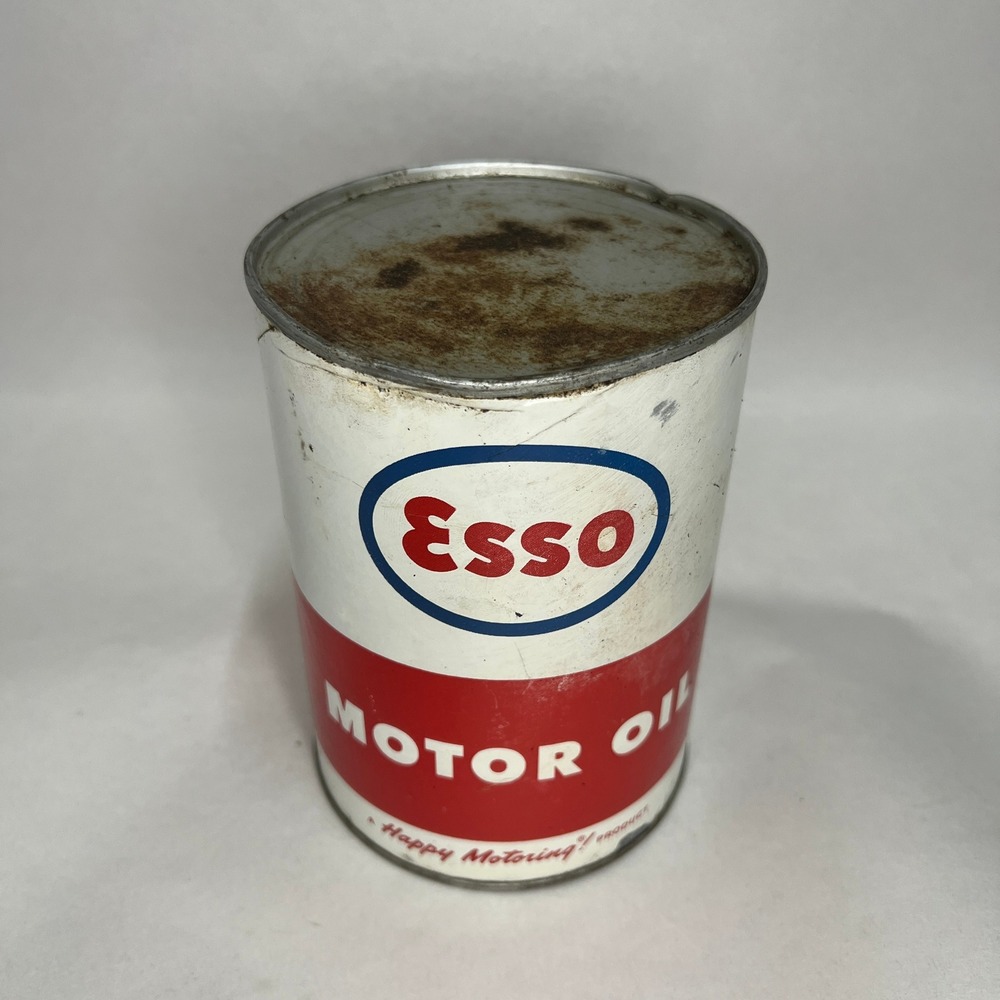 Vintage Esso Motor Oil Empty 1 Quart Can 1950s/1960s "Happy Motoring!" Slogan